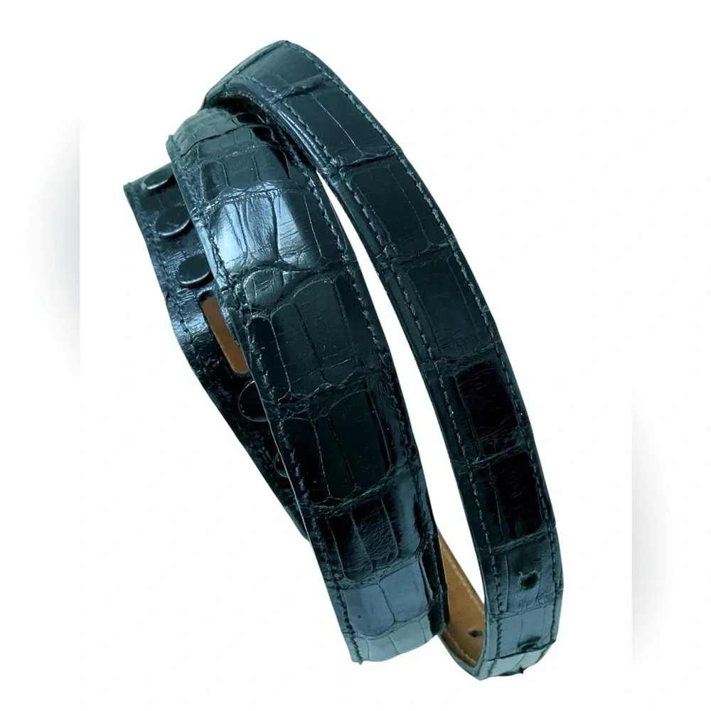 Genuine Alligator Skin Black Belt Strap 3/4” Adjustable Size 29